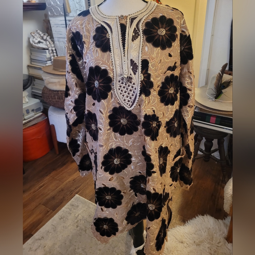 Floral Embroidered Handmade Vintage Dress Tunic